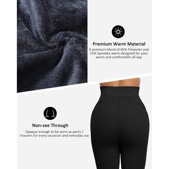 Winter Warm Fleece 3 black Leggings Women Thick Thermal Velvet Tights Cozy Wear - Picture 5 of 6